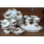 Royal Albert Old Country Roses teawares, fourteen cups and saucers, eleven tea plates, etc.