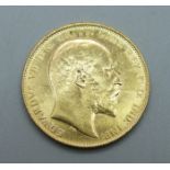 A 1909 gold full-sovereign