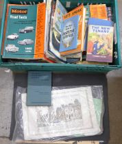 A collection of books including Britain in pictures, motoring related books, annuals, children's