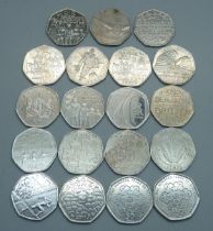 Nineteen collectable 50p coins including four Victoria Cross and one Battle of Britain