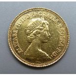 A 1982 gold half-sovereign