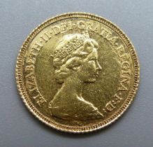 A 1982 gold half-sovereign