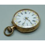 A c1900 14ct gold fob watch, 33mm case