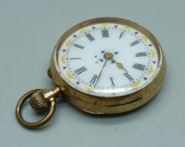 A c1900 14ct gold fob watch, 33mm case