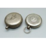 Two silver pocket watch cases, 80g