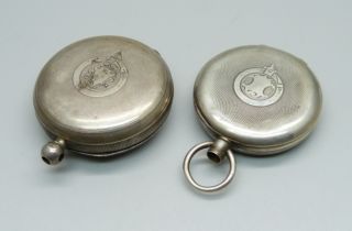 Two silver pocket watch cases, 80g