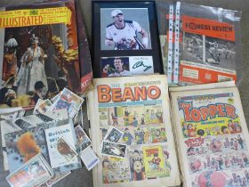 A framed photo display of Andy Murray, three Nottingham Forest football programmes, 1960's/70's