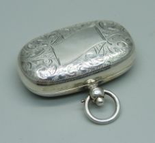 An engraved silver double sovereign case, Birmingham 1908