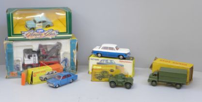 A Corgi Major Toys 'Holmes Wrecker' recovery vehicle with Ford Tilt cab, 1142, two Dinky Toys
