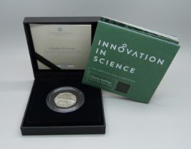 A Royal Mint 2021 UK 50p silver proof coin - The Mechanical Computer, Charles Babbage, no.0082/3500