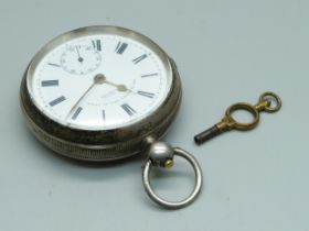 A silver cased pocket watch, The Coventry English Lever, W.E. Watts, Nottingham, the case hallmarked