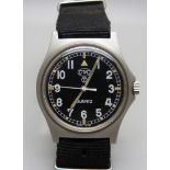 A CWC W10 military wristwatch, black dial, NATO strap, case back marked W10/6645-99 5415317 9287/06,