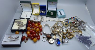 Silver and costume jewellery