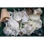 A box of assorted decorative teawares, Royal Windsor Trellis Rose, Royal Grafton, Sheridan