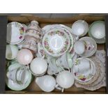 A box of mixed decorative teawares, including Shelley saucers and tea plates **PLEASE NOTE THIS