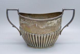 A silver sugar bowl, 93g, J.R. makers mark