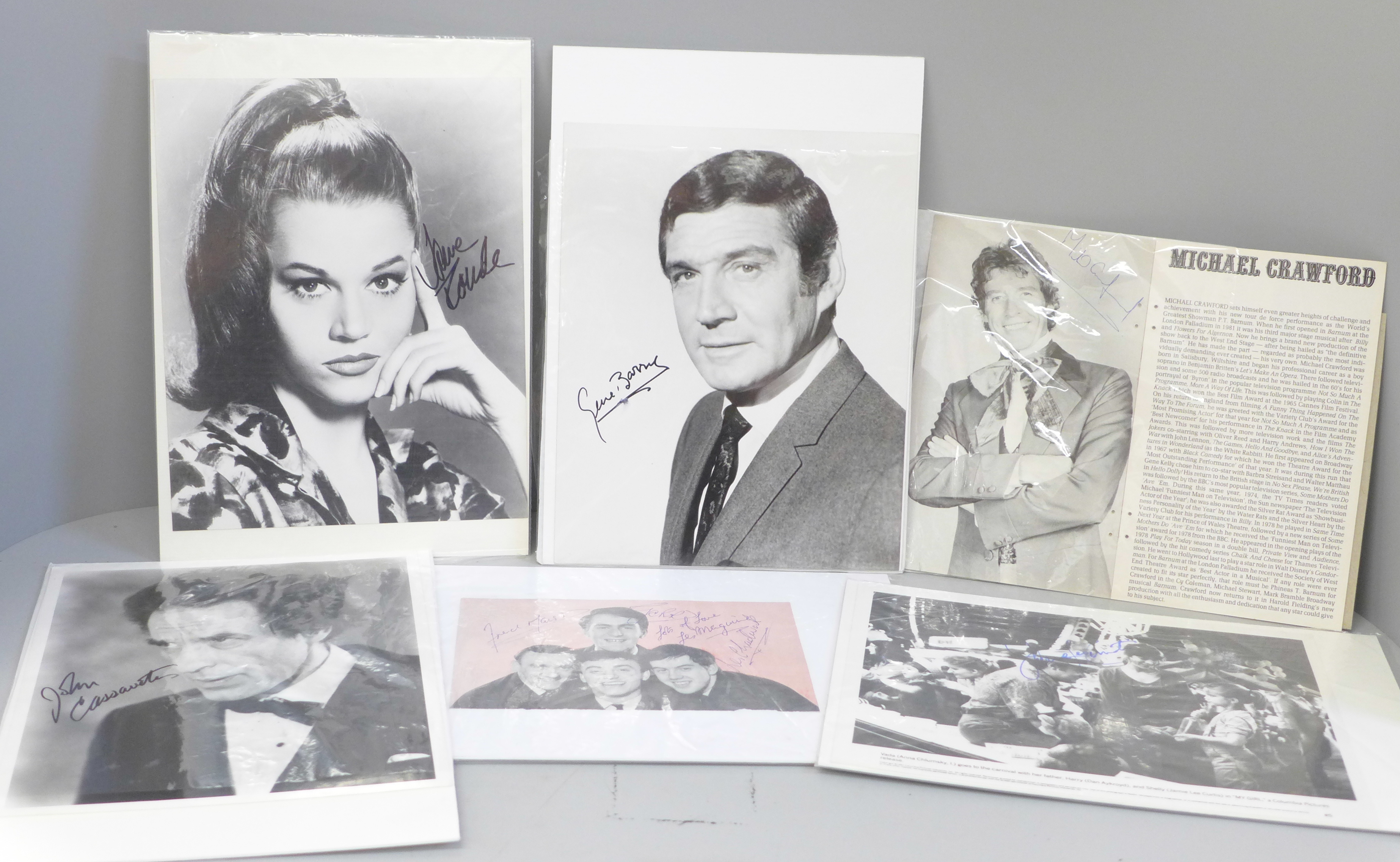 An autograph selection, Michael Crawford, Gene Barry, Jamie Lee Curtis, Gerry and The Pacemakers,