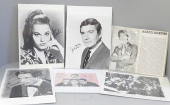 An autograph selection, Michael Crawford, Gene Barry, Jamie Lee Curtis, Gerry and The Pacemakers,