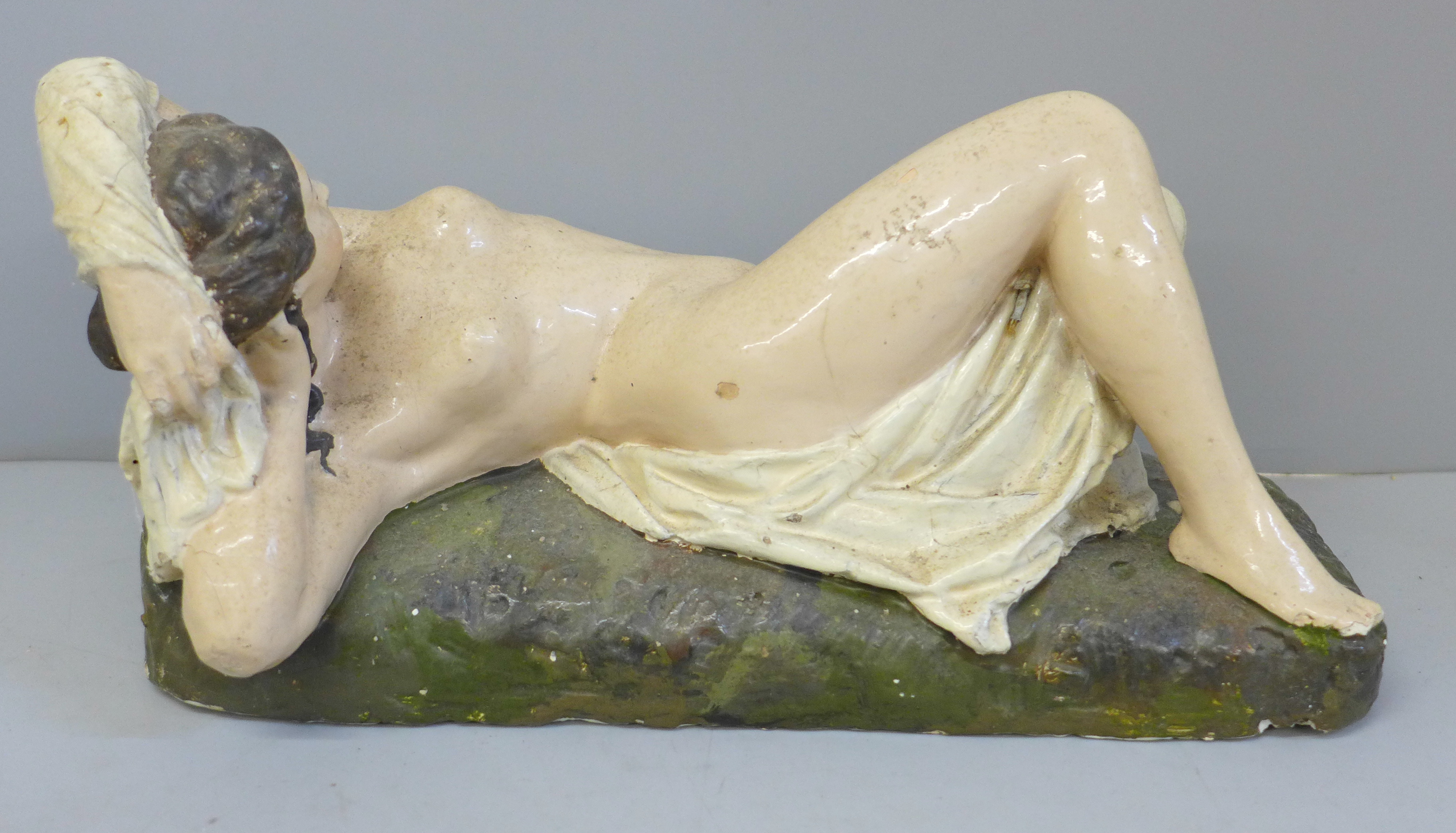 A vintage model of a reclining nude signed R. Wood - Image 4 of 4