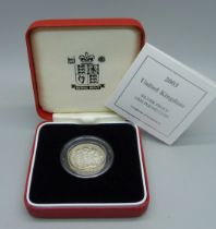 A Royal Mint 2003 UK silver proof one pound coin, boxed