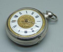 A silver pair cased verge pocket watch, by David Jones, Almwch, (on Anglesey), the case hallmarked