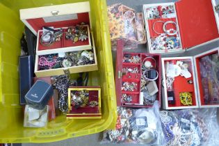 A box containing a large quantity of fashion and vintage jewellery