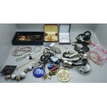 Assorted jewellery including 1970's stainless designer items, Danish and Swarowski, etc.