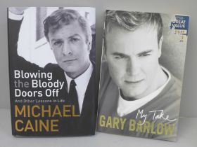 Two signed books, Michael Caine and Gary Barlow