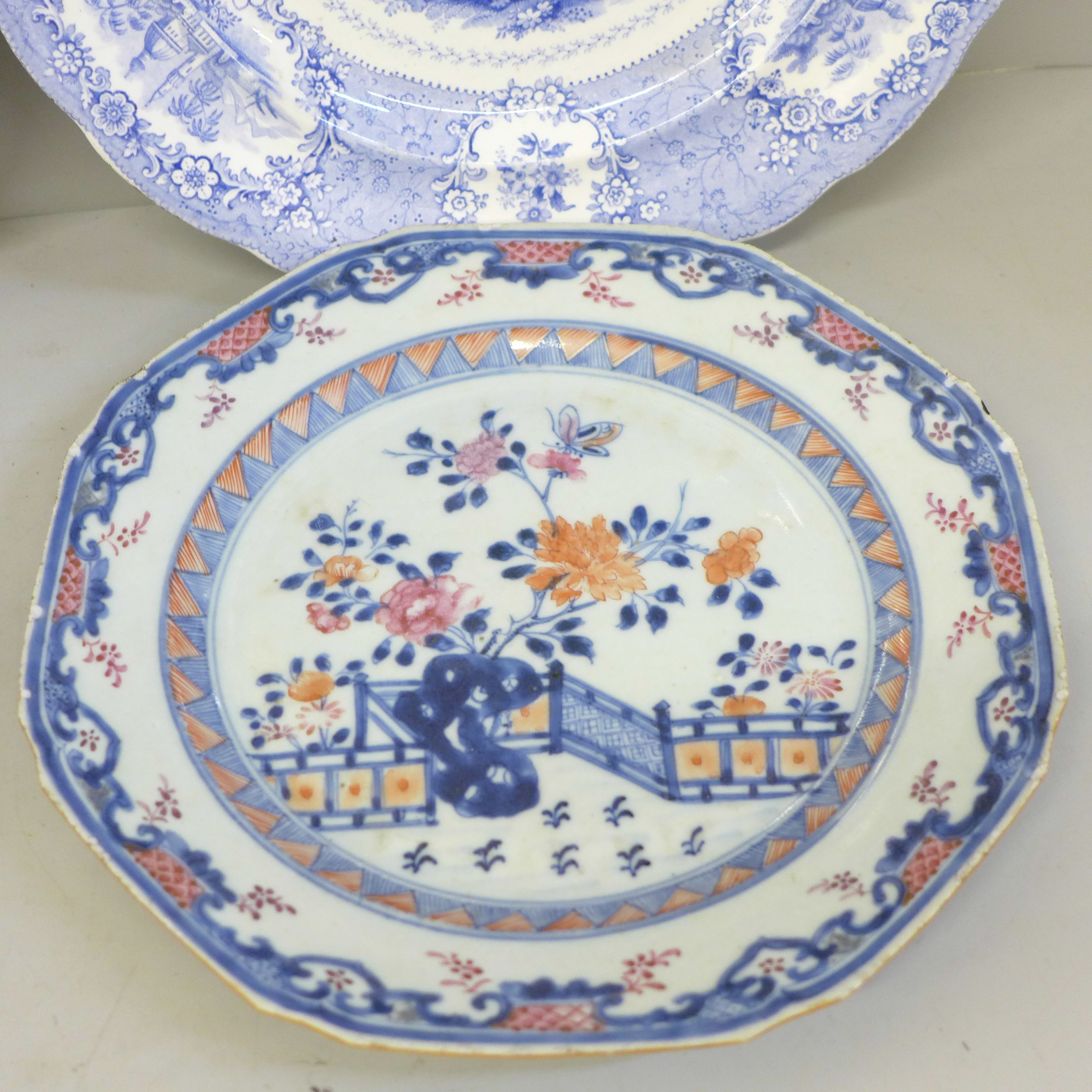 An 18th Century Chinese porcelain plate, Crown Derby plate and creamware plate and two 19th - Image 5 of 8