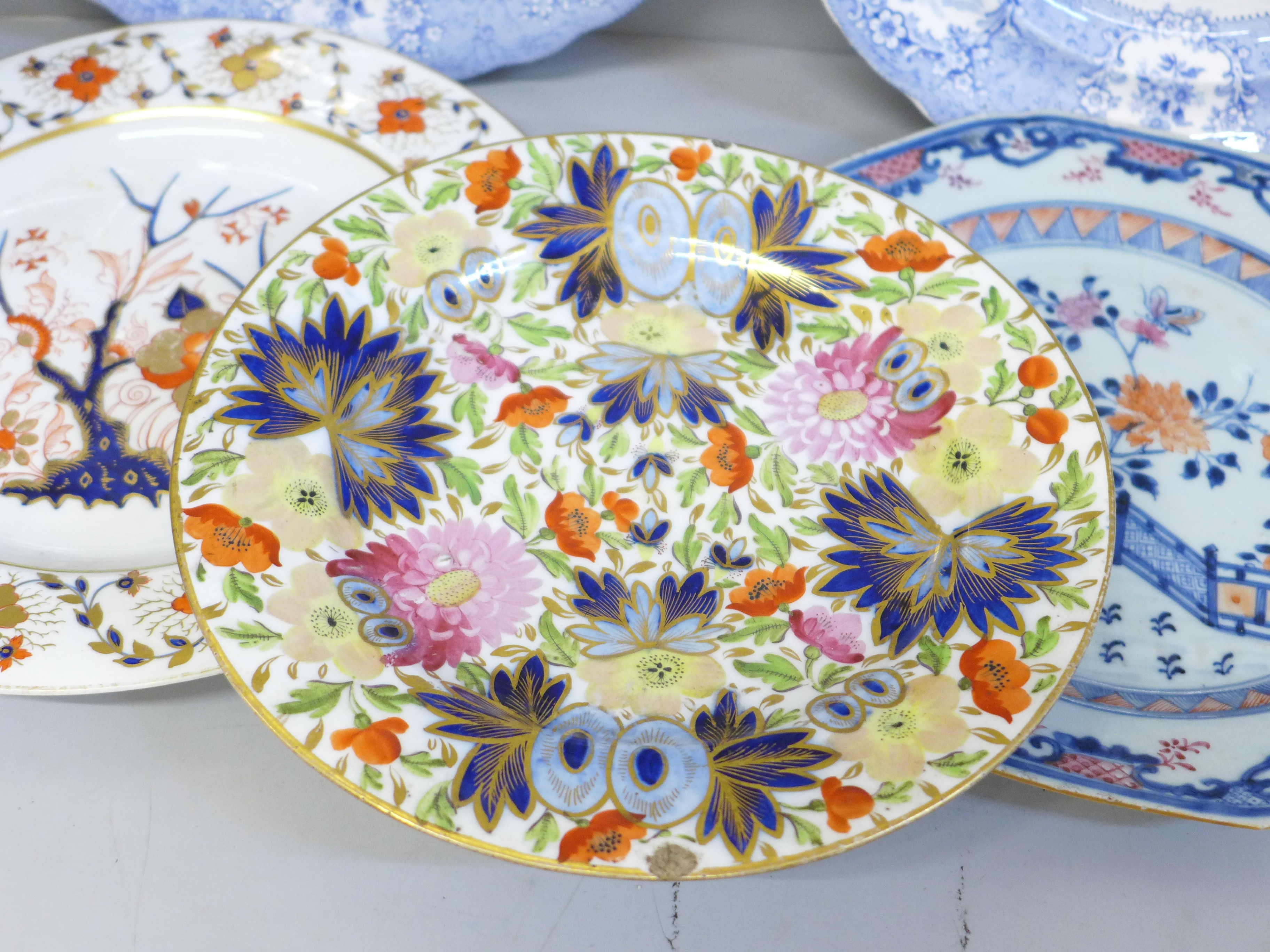 An 18th Century Chinese porcelain plate, Crown Derby plate and creamware plate and two 19th - Image 4 of 8