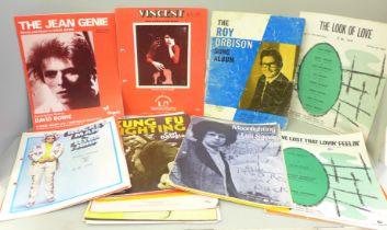 Pop music sheet music (37) including David Bowie, Elton John, Free, Slade, etc.