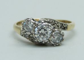 A 1940's 18ct gold and diamond ring, approximately 0.80ct diamond weight, 3.2g, M