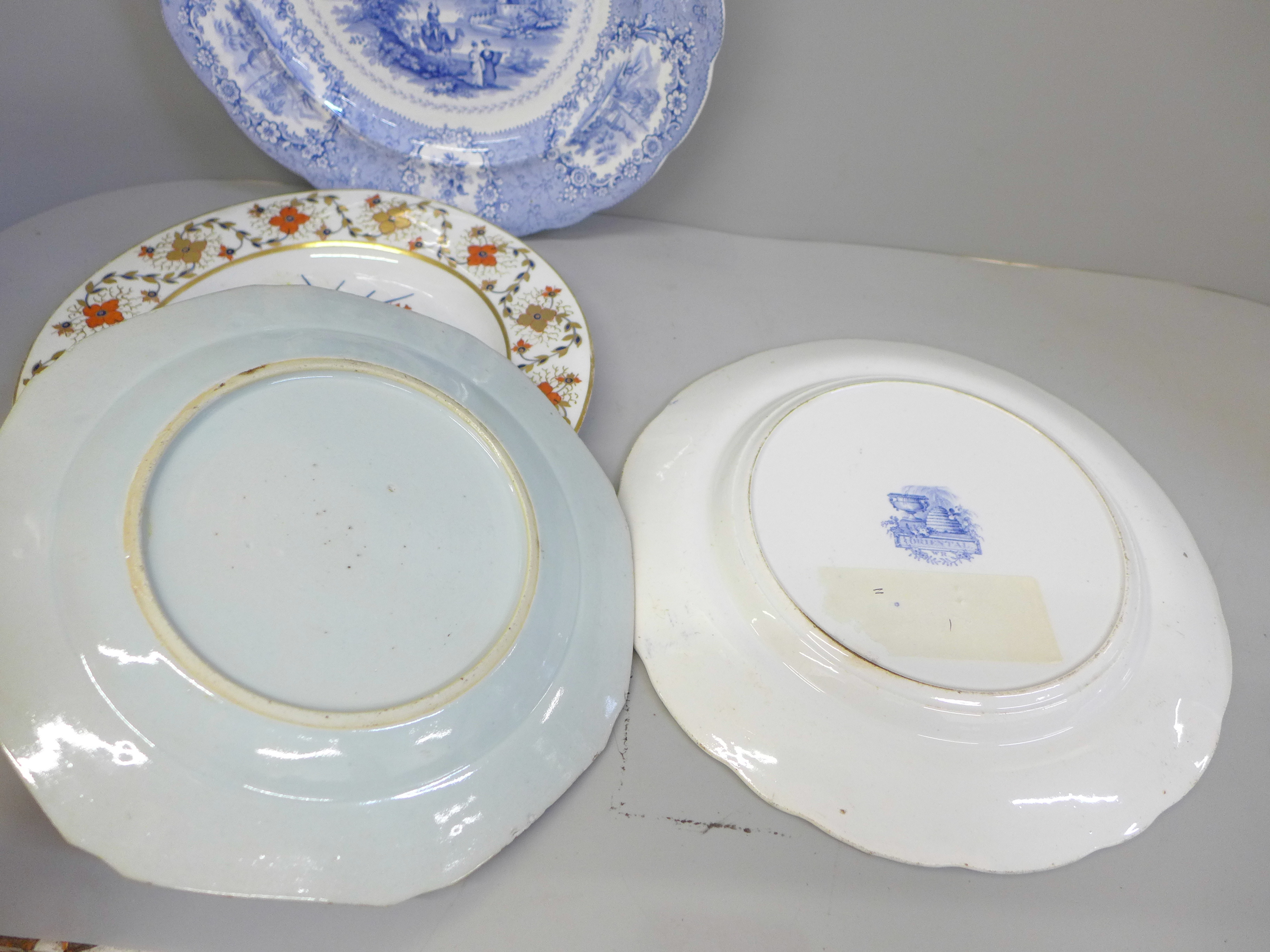 An 18th Century Chinese porcelain plate, Crown Derby plate and creamware plate and two 19th - Image 7 of 8