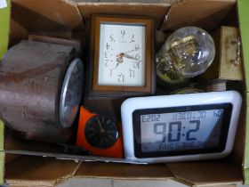 A Bentima anniversary clock, a brass clock and other clocks