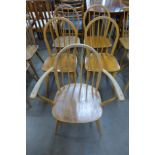 A set of five Ercol Blonde elm and beech Windsor chairs