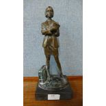 A bronze figure of a female office worker