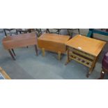 A Nathan teak magazine rack and two teak sewing boxes