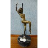A pair of Art Deco style bronze figures of two female nudes