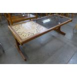 A G-Plan Fresco teak, tiled and glass topped rectangular coffee table