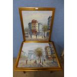 * Burnett, pair of Parisian street scenes, oil on canvas, framed