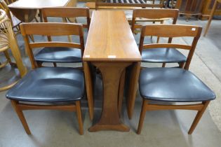 A G-Plan Fresco teak drop leaf table and four teak dining chairs