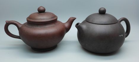 Two Chinese terracotta tea pots