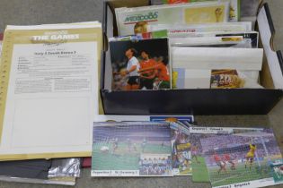Stamps; a box of football covers, mainly related to Mexico '86
