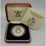 A Royal Mint UK Coronation 40th Anniversary Silver Proof Crown, boxed, with certificate