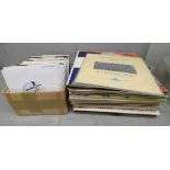 A box of approximately 40 LP records and 50 7" singles, 1950's onwards, pop and rock, classical