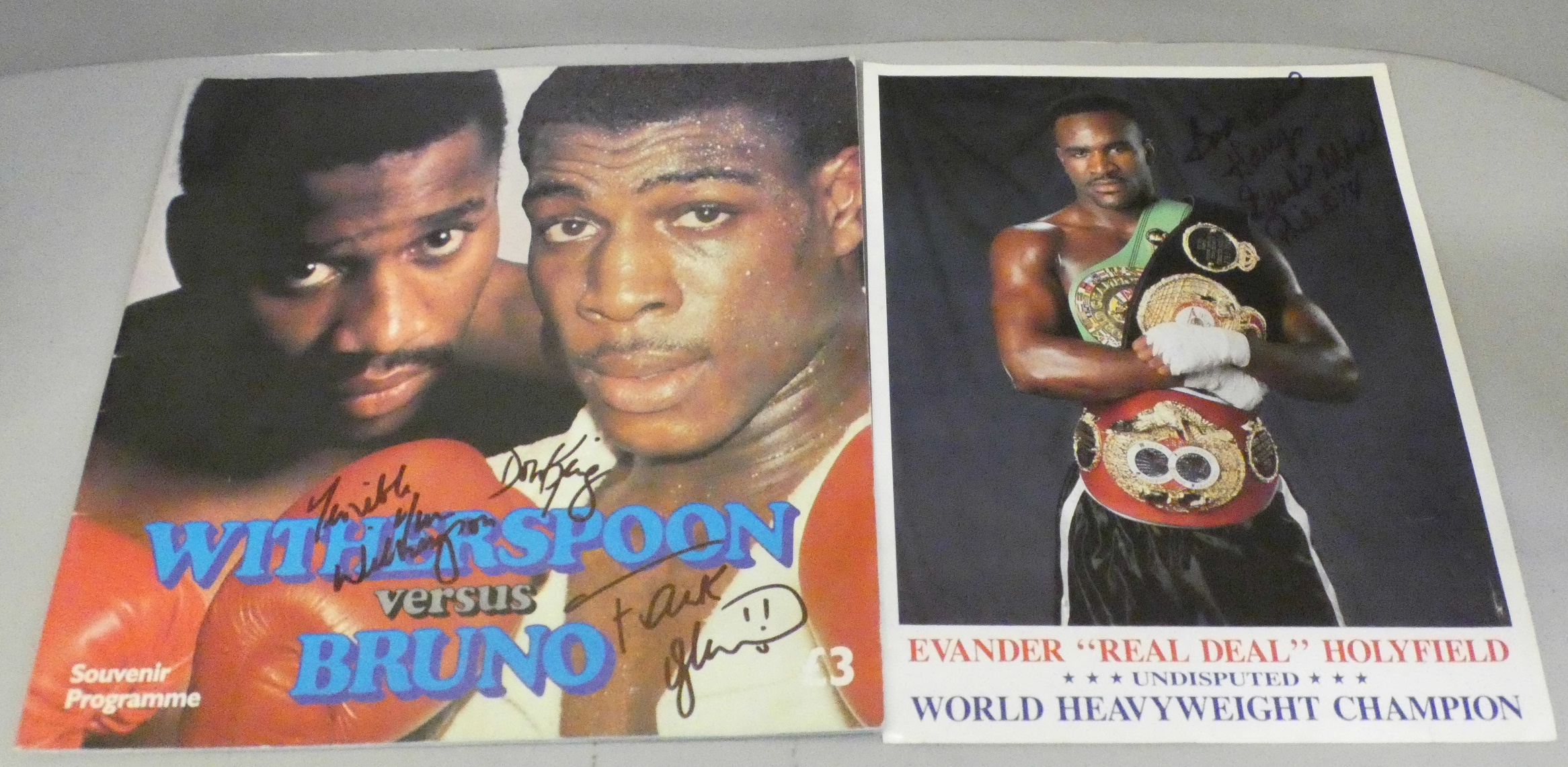 A signed Boxing programme, Don King, Frank Bruno, Tim Witherspoon and an Evander Holyfield signed
