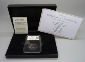 The UK 2018 50p DateStamp, brilliant uncirculated, with Certificate of Authenticity