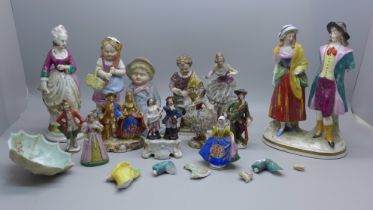 A collection of 19th Century English and continental figures, some a/f