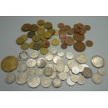 A collection of foreign coins
