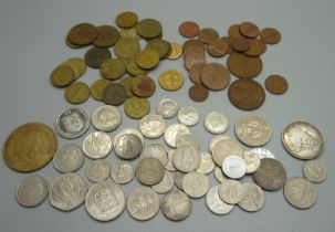 A collection of foreign coins